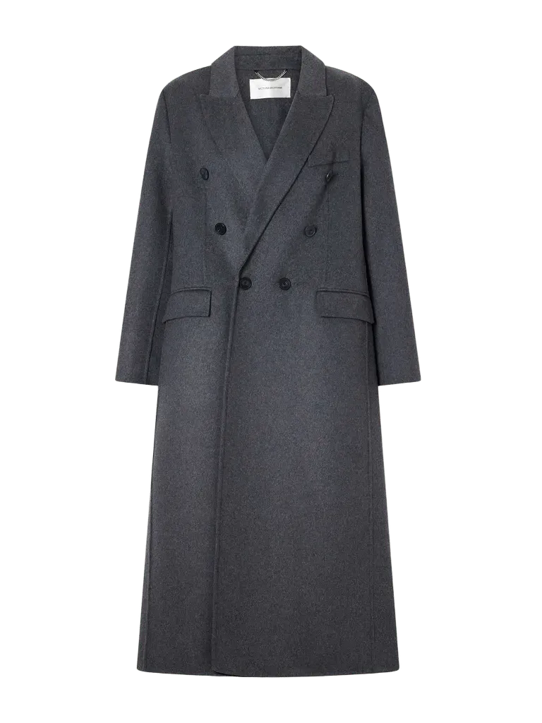 Double-breasted wool-blend long coat