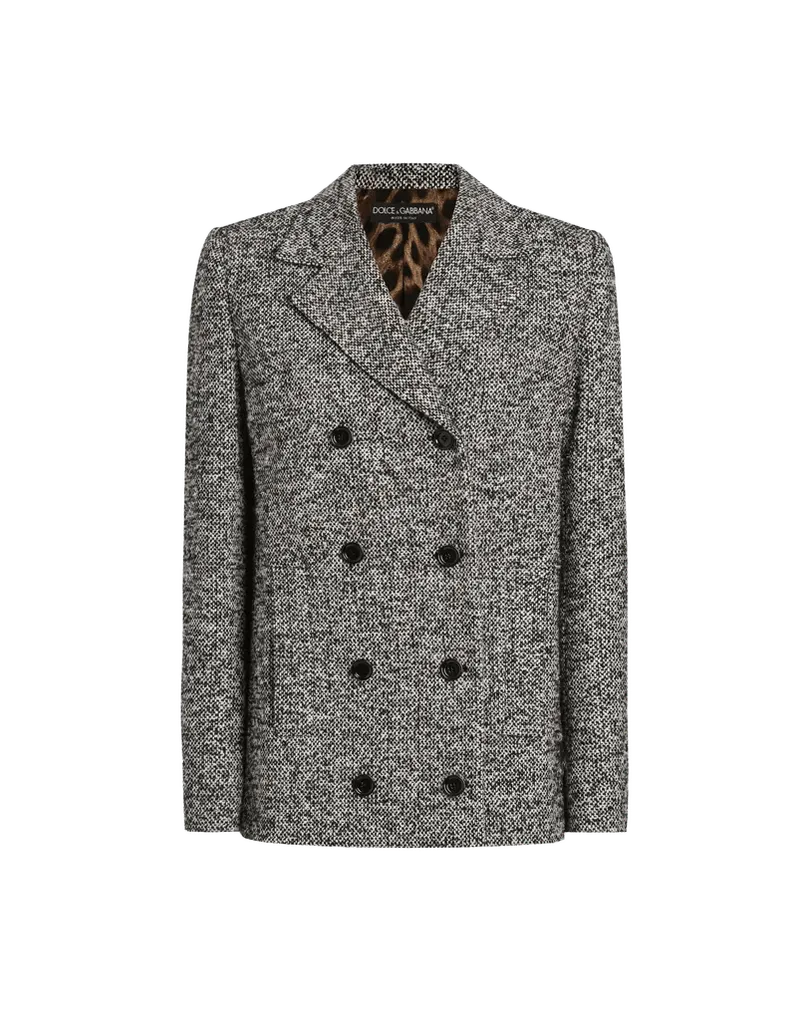 Short double-breasted coat in dotted wool blend