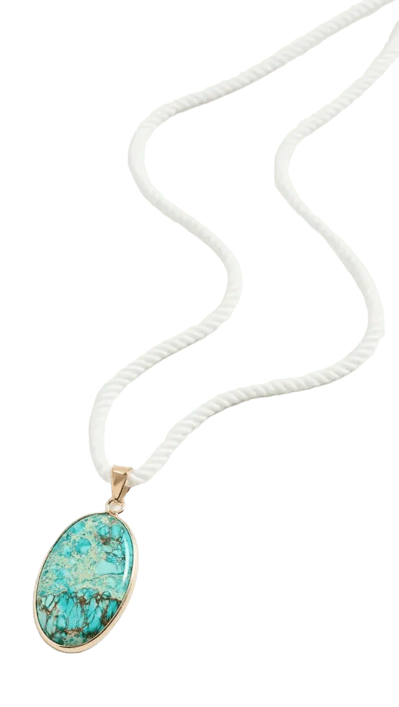 Aqua Blue Pendant Twisted Rope Necklace