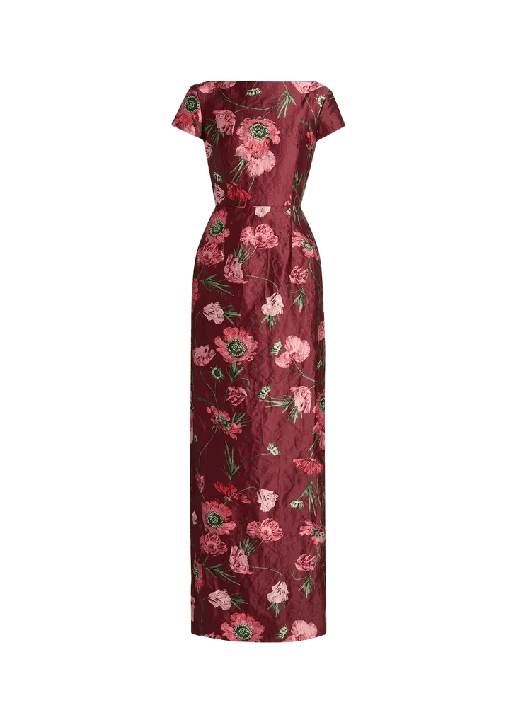 Erdem Floral Textured Satin Tailored Midi Dress