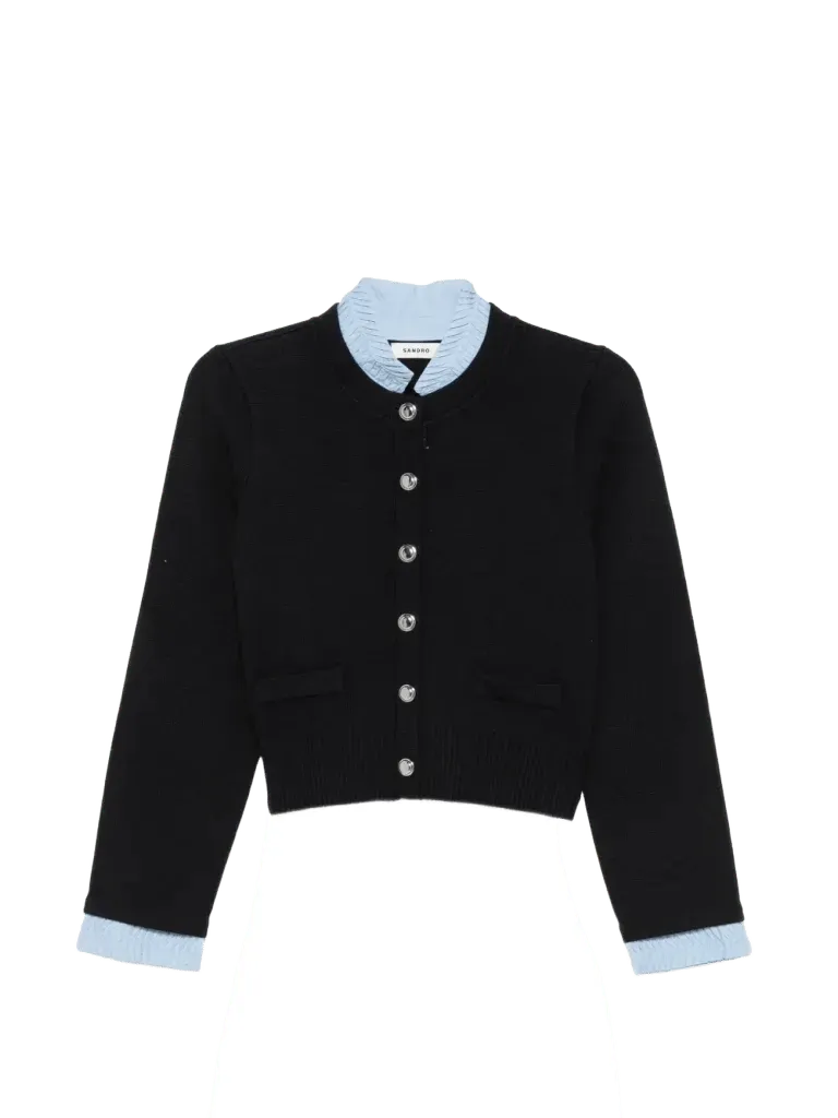 SANDRO two-tone origami collar cardigan