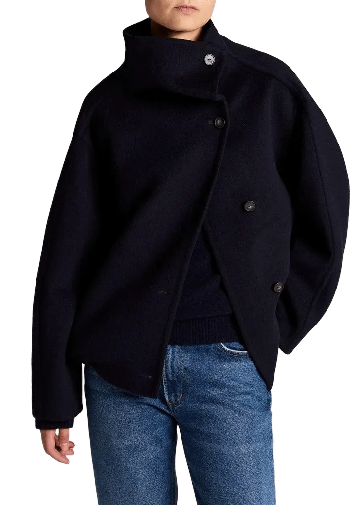 Wool-Cashmere Funnel-Neck Jacket