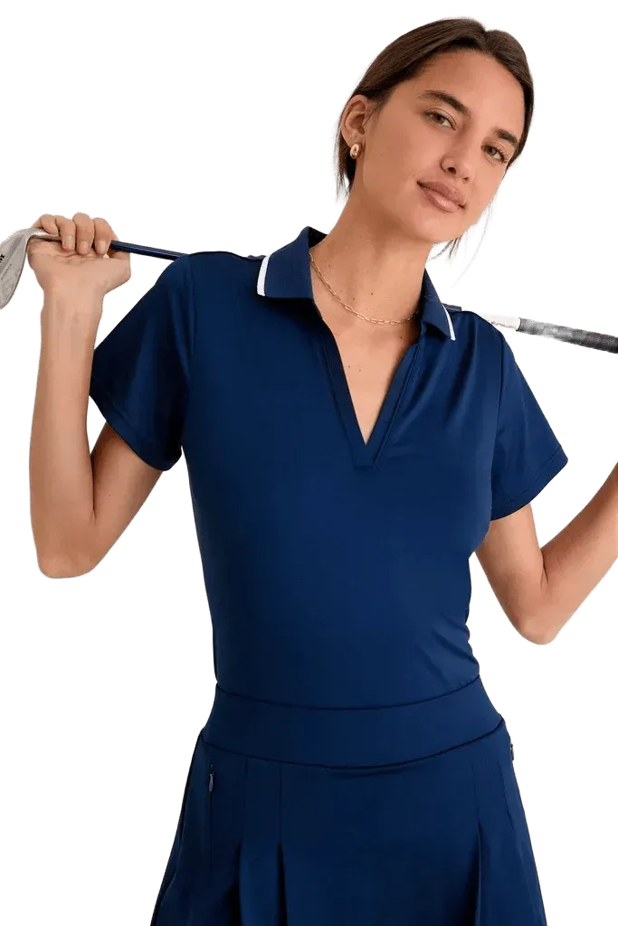 Navy Short Sleeve Performance Jersey Caroline Polo