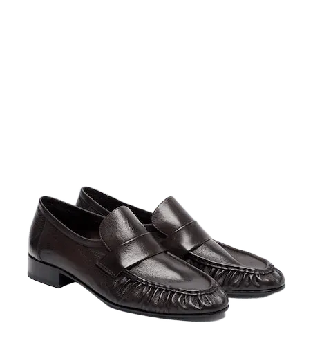 Soft ruched leather loafers