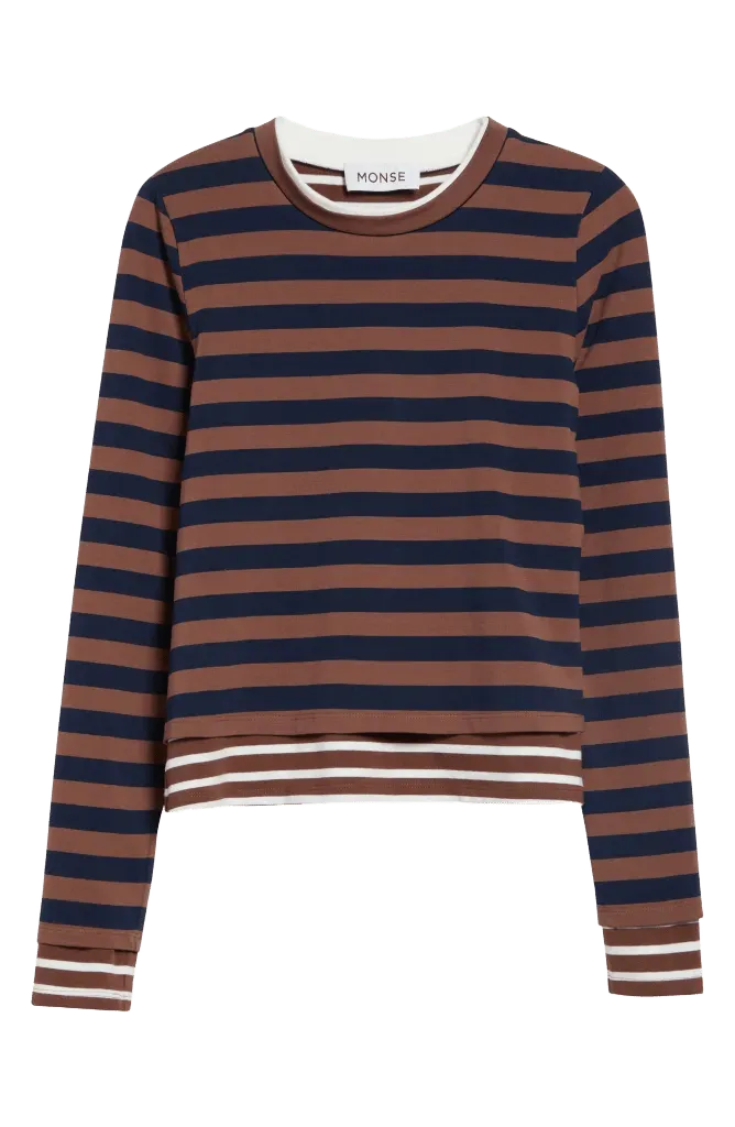 Asymmetric Twisted Striped T-Shirt