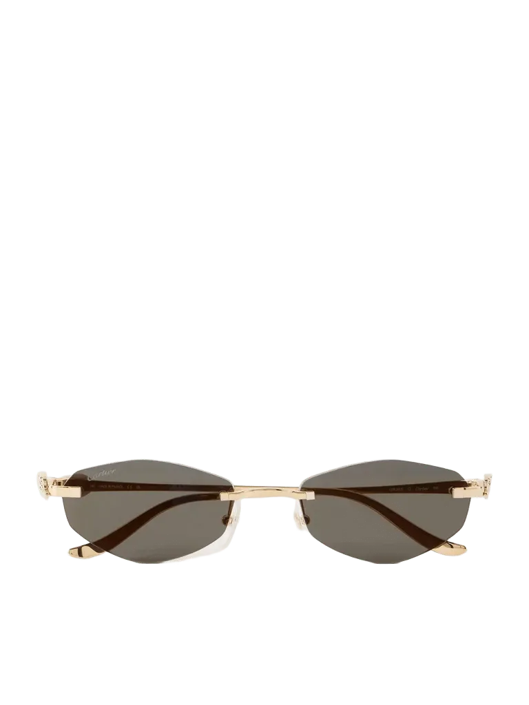 Panthère de Cartier round-frame gold-tone sunglasses - gray - One Size