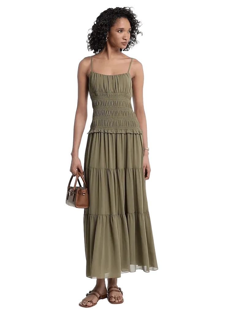 Smocked Georgette Maxi Dress