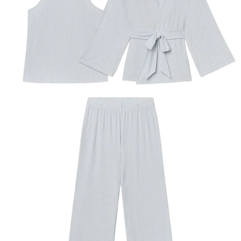 DreamModal Kimono Three-Piece Pants Bundle in Fog