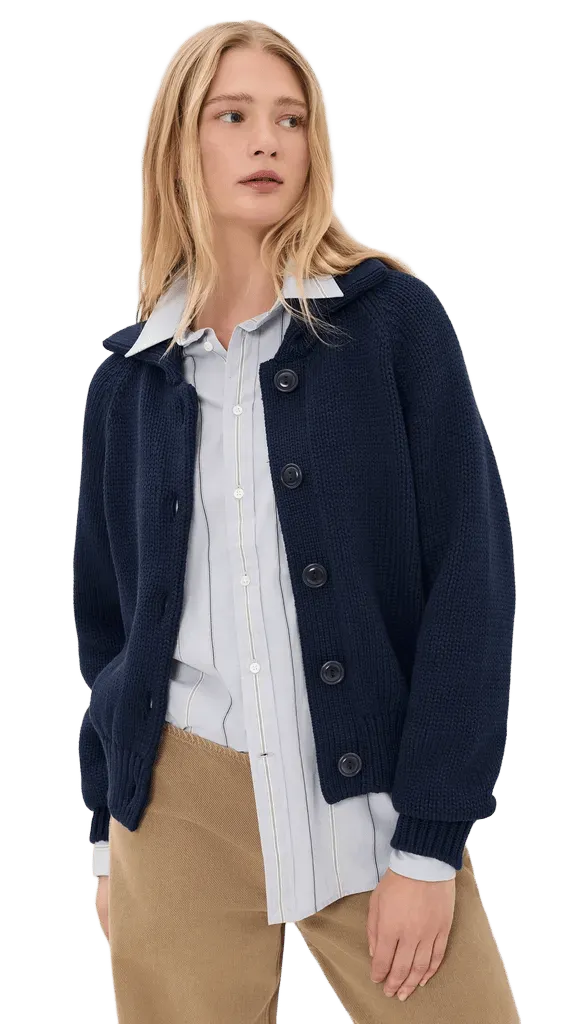 Cotton Long Sleeve Collared Cardigan