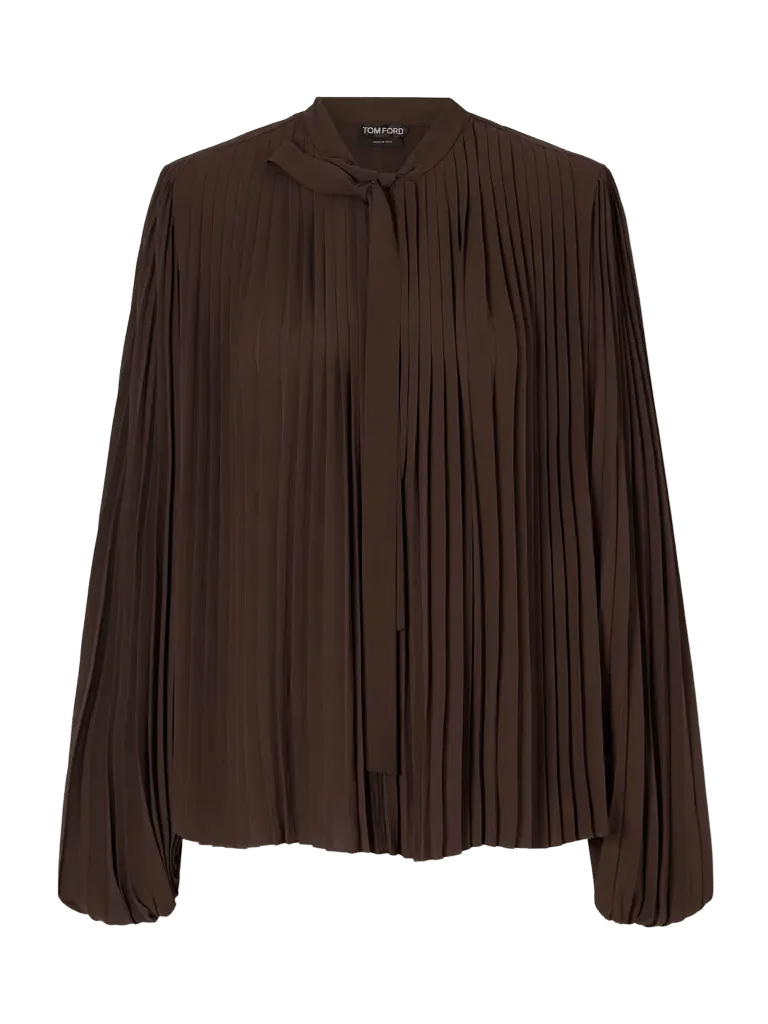 Pleated crepe de chine blouse