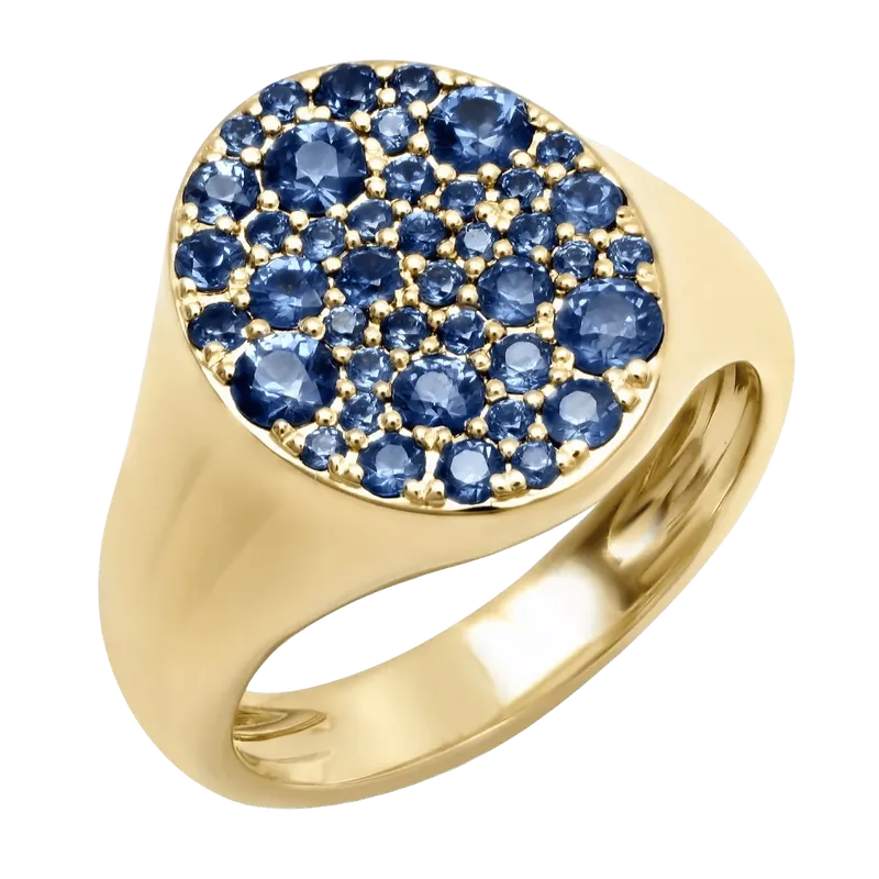 Blue Sapphire Signet Pinky Ring