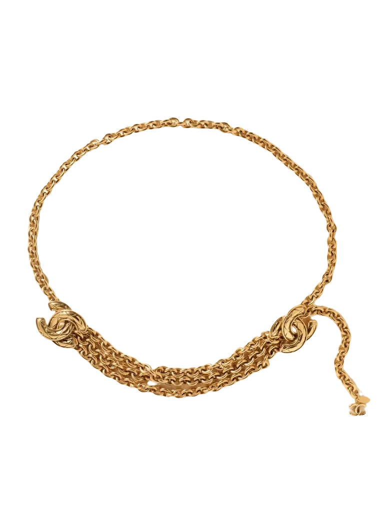 + Channel Vintage 1980s Interlocking CC gold-plated chain belt - gold - One Size