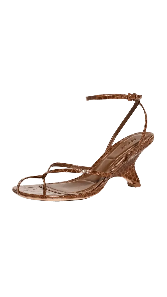 Kelsey Embossed Leather Strappy Wedge Sandals