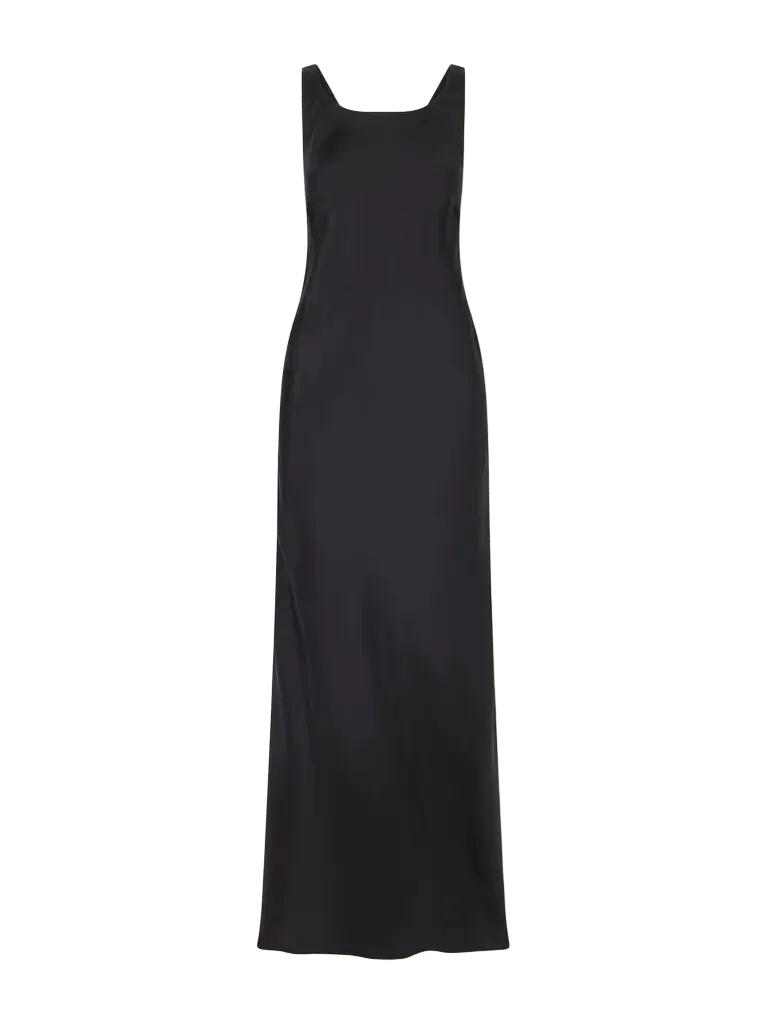 Open-back silk-satin maxi dress