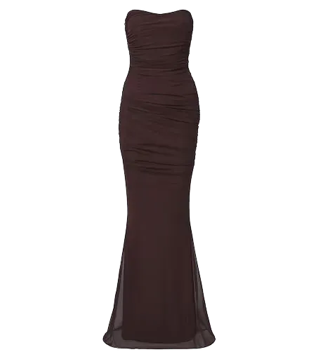 Isadore draped strapless mesh dress