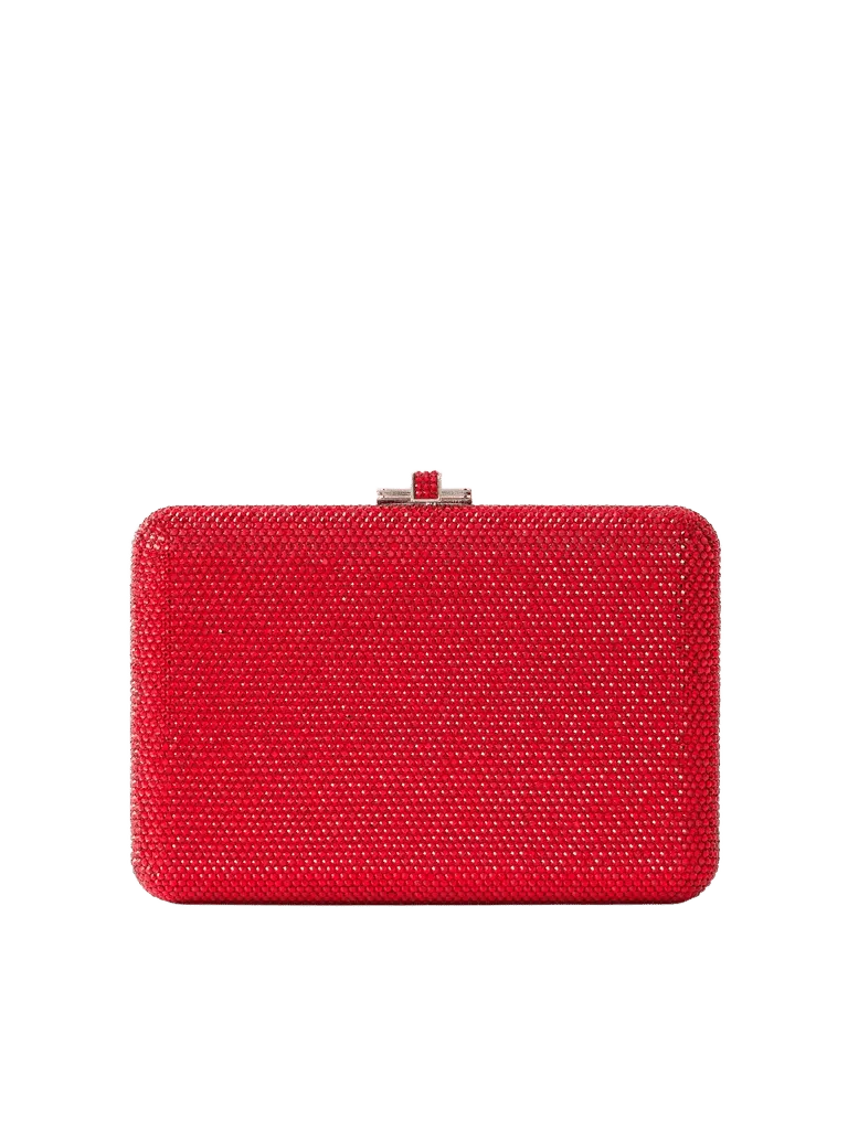 Slim Slide crystal-embellished silver-tone clutch