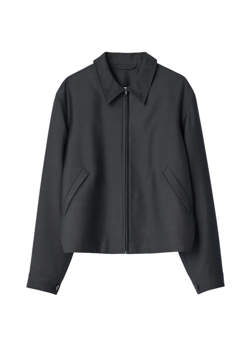 ZIPPED BLOUSON IN DOUBLE FACE WOOL VISCOSE