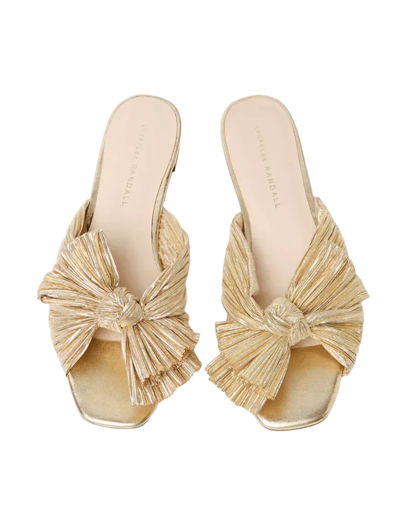 Daphne Gold Bow Slide Sandal