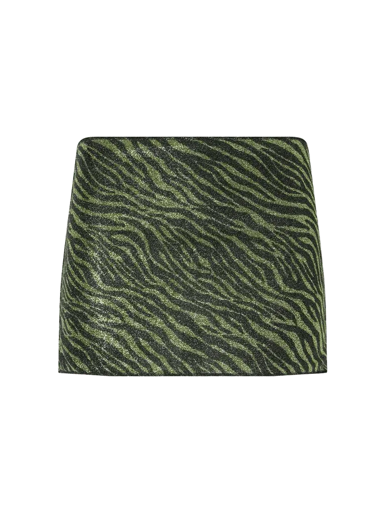 Animalier metallic stretch-knit mini skirt