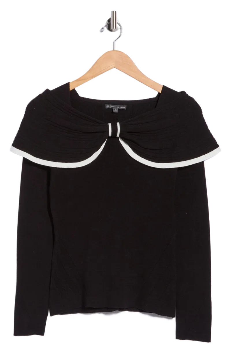 Tipped Bow Collar Sweater