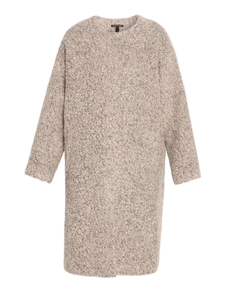 Crewneck Boucle Alpaca-Wool Coat