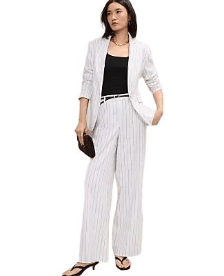 The Pinstripe Wide-Leg Pant in Linen Blend