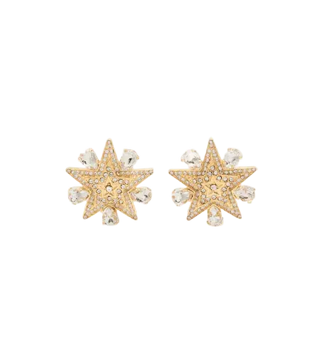 Starburst crystal-embellished clip-on earrings