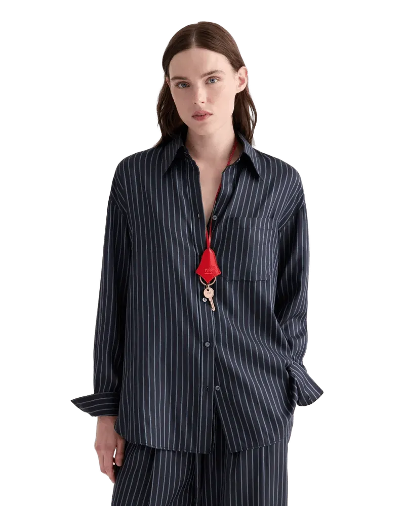 Big Joe Shirt in Evening Stripe on Silk