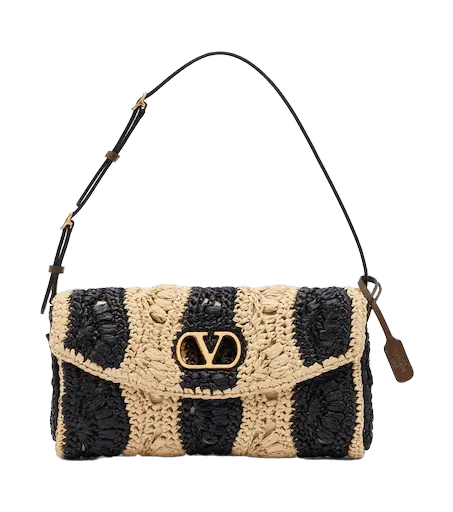 DeVain Small raffia-effect shoulder bag