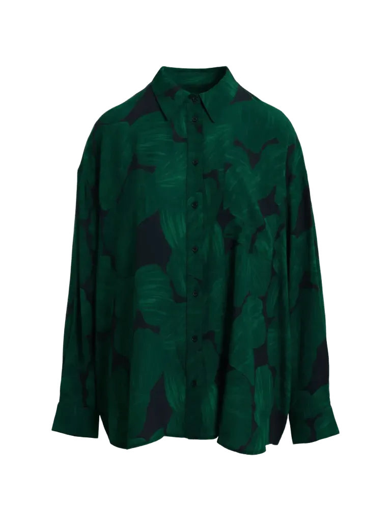 tropical-print oversized shirt