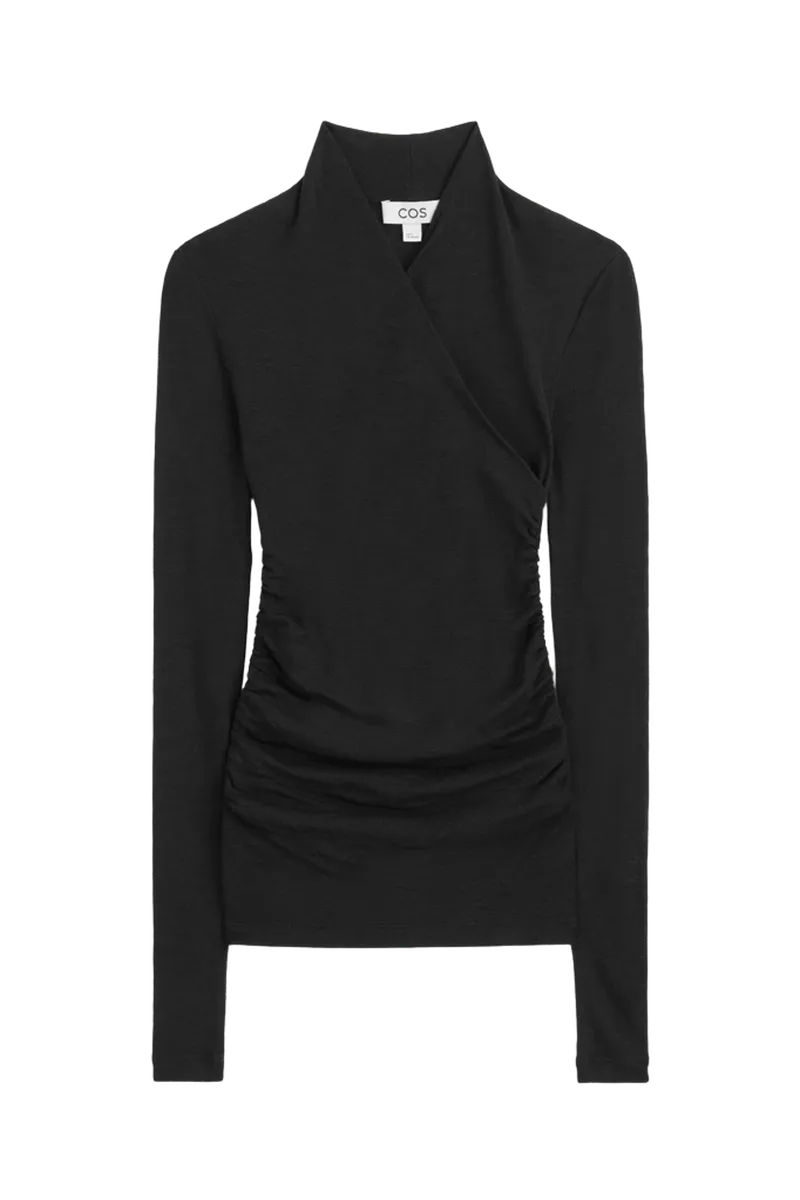 WRAP-OVER MERINO WOOL TOP