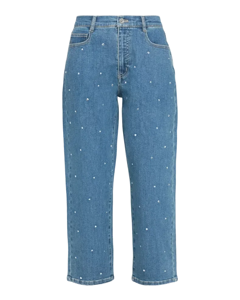 Cobel Heart Crystal Straight-Leg Jeans