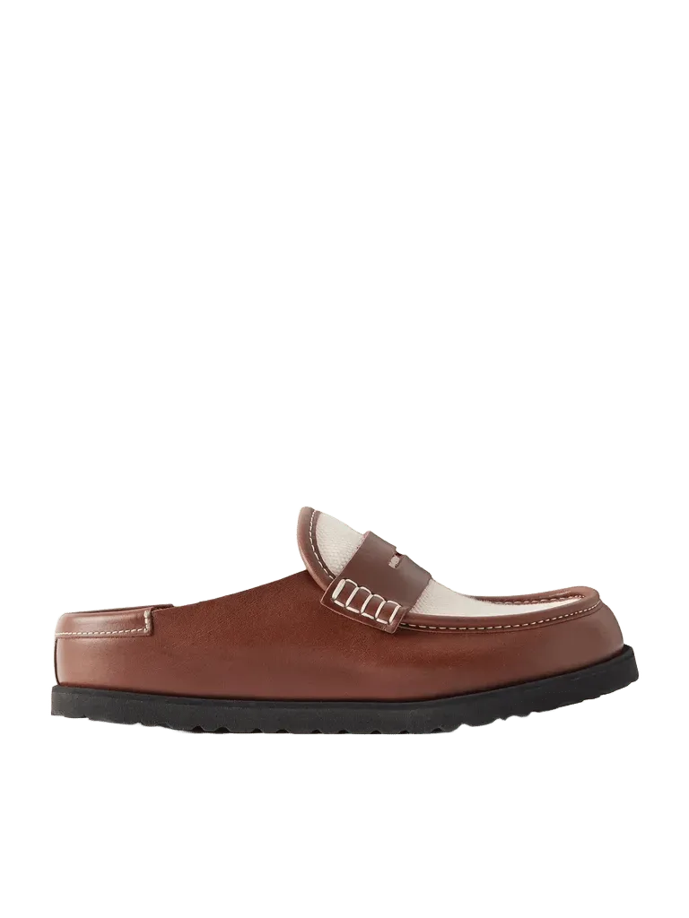 Naples Wrapped canvas-trimmed leather loafers