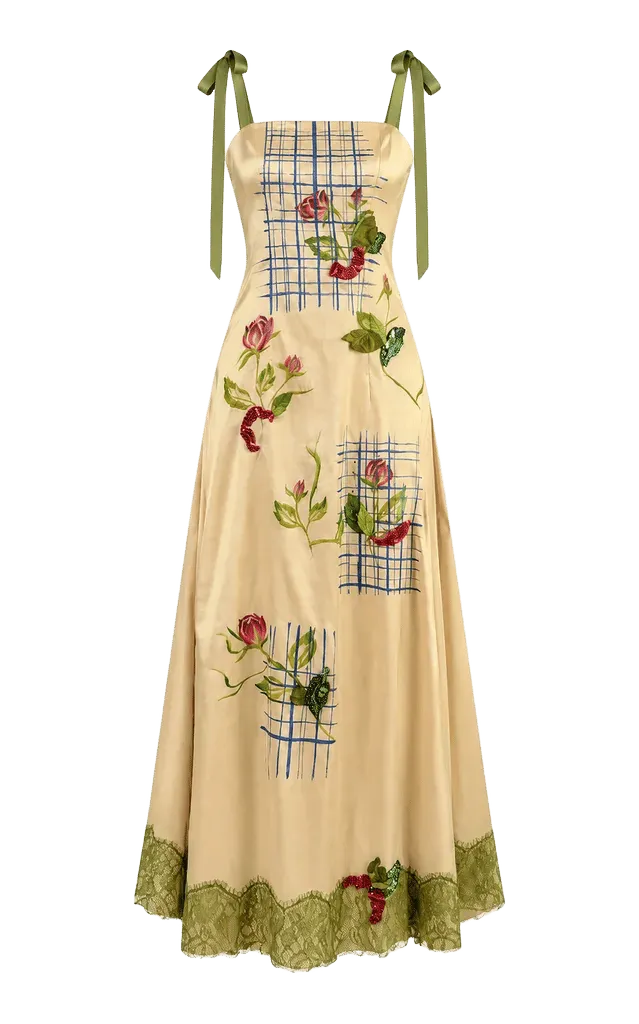 Hand-Painted Floral A-Line Gown