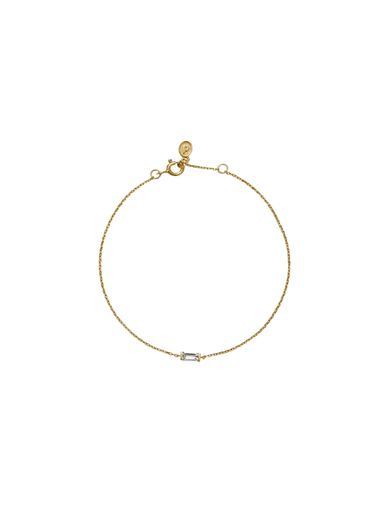 BAGUETTE CHAIN BRACELET IN LAB WHITE SAPPHIRE, 18K GOLD VERMEIL