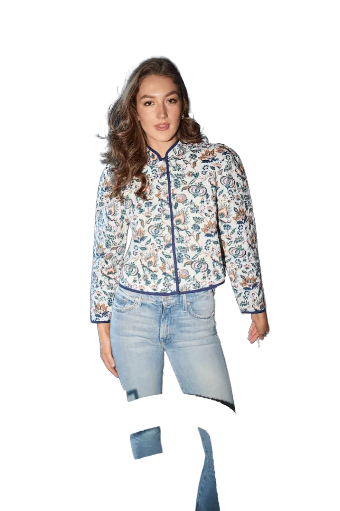 French Floral Button Front Jacket