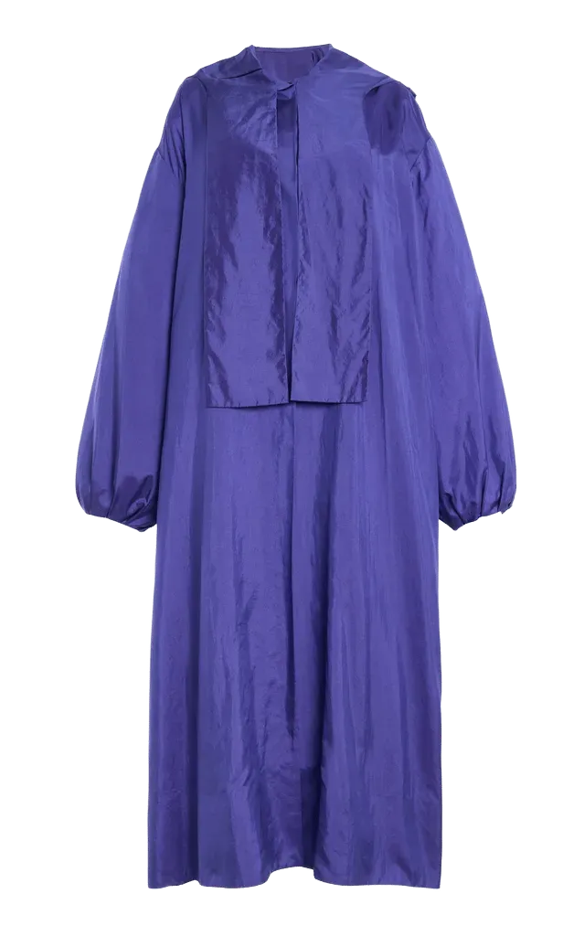 Hooded Scarf Silk Taffeta Coat