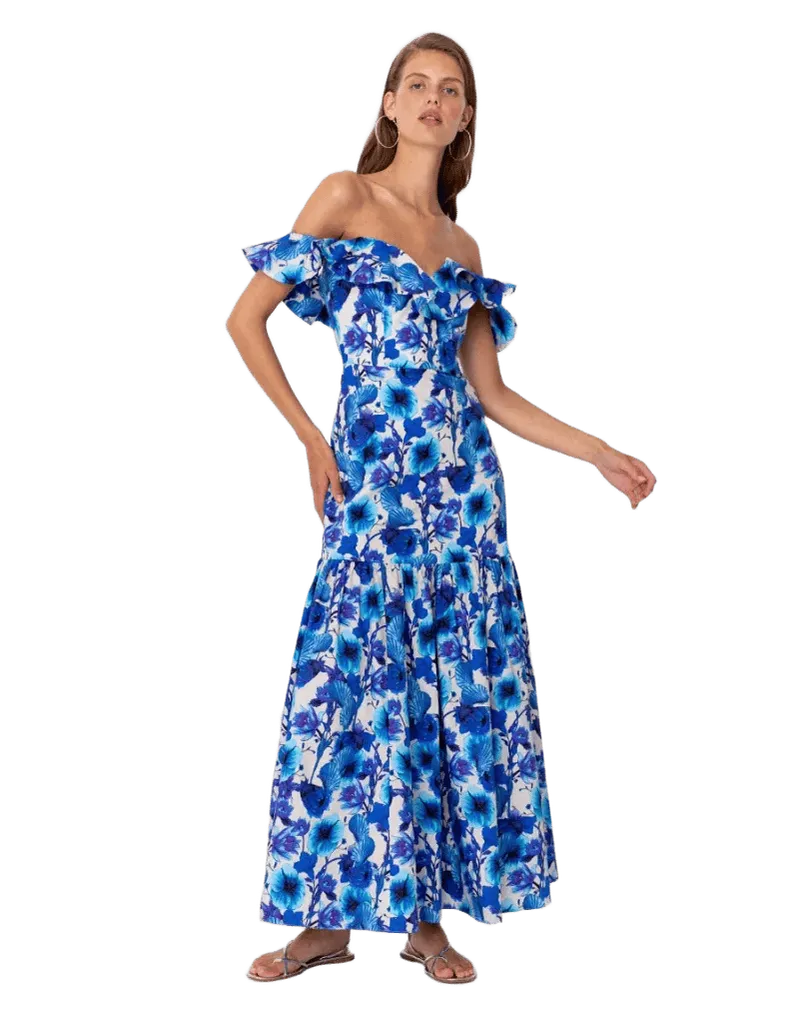 Jazella Cotton Maxi Dress - Venus Shell Blue