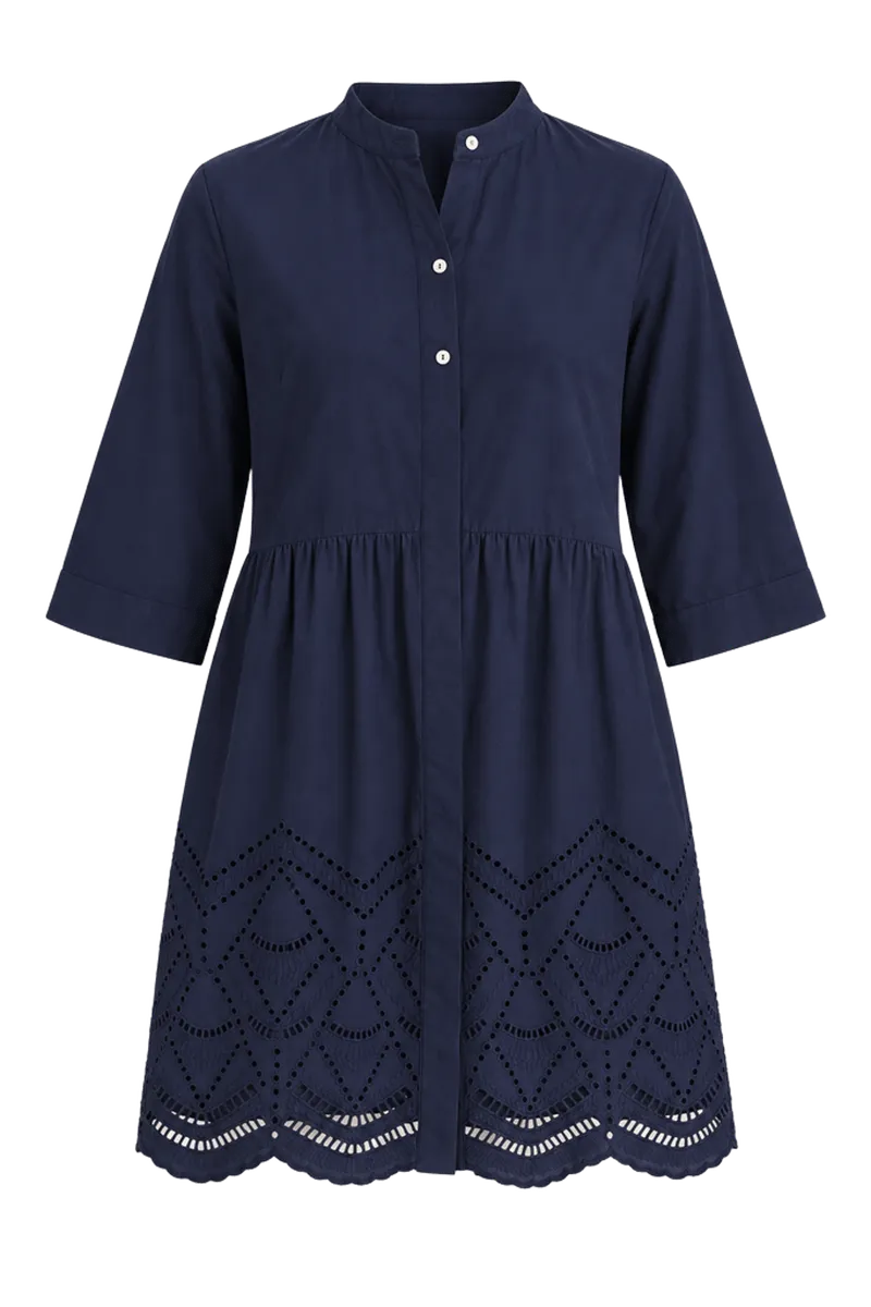 Navy Eyelet Royal Shirt Dress