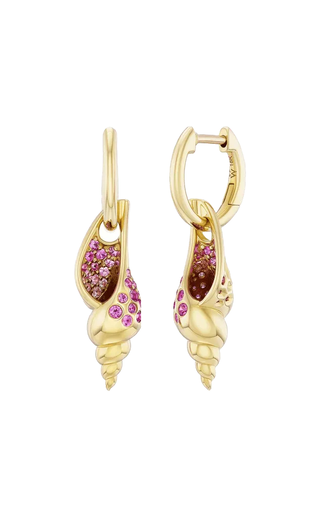 18k Yellow Gold Shell Drop Earrings, Malibu