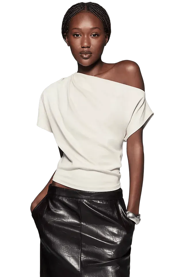 Endless Rose Cotton Blend Off Shoulder Draped Top