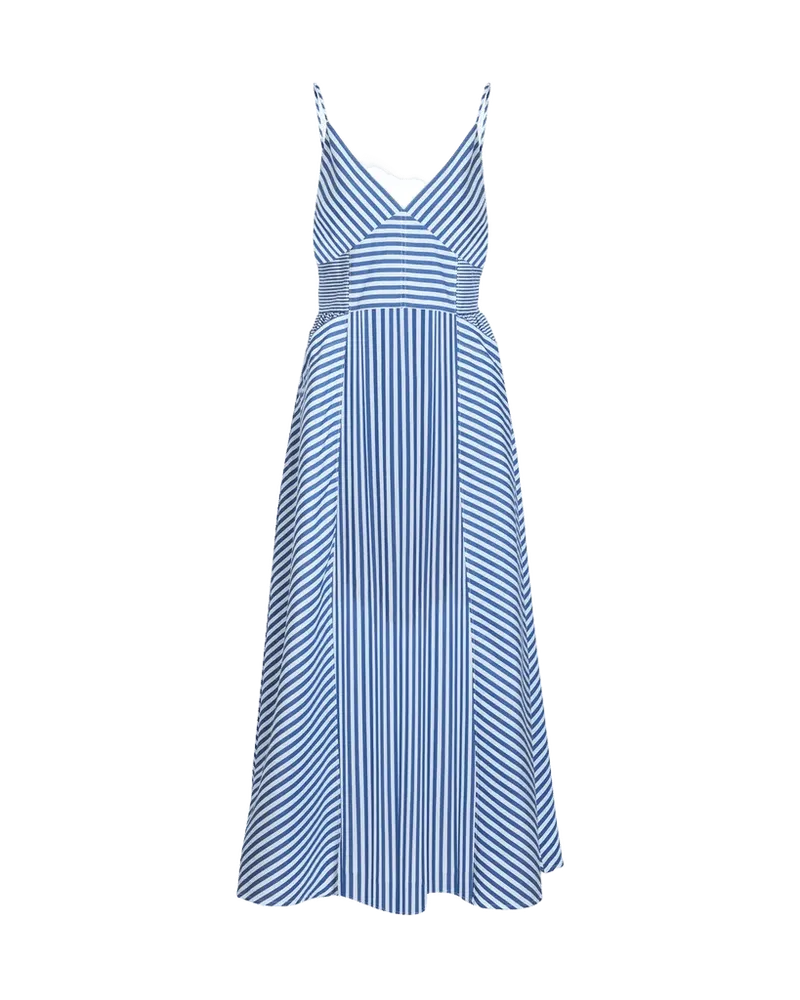 Vivien Dress in Optic White/French Blue Stripe