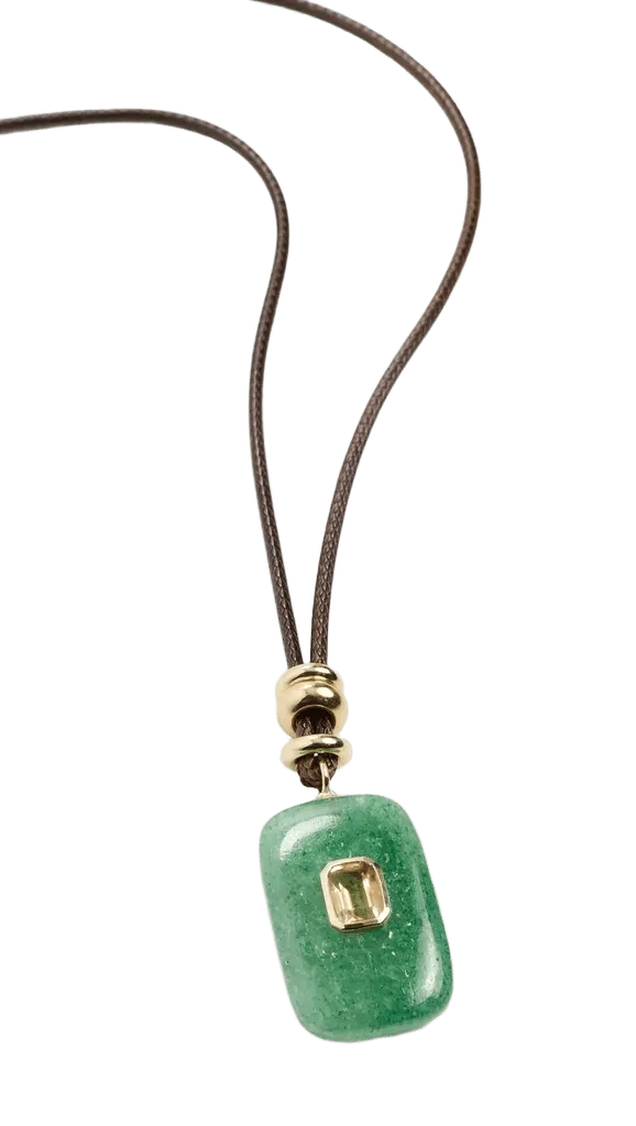 Pendant Treasure Green Moonstone Necklace