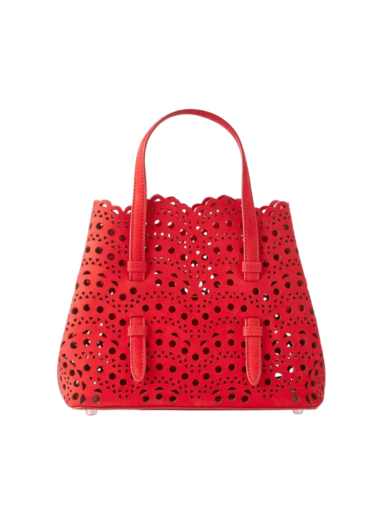 Mina laser-cut nubuck top-handle bag