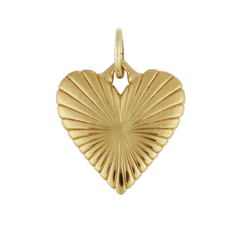 Small Ribbed Heart of Gold Charm
