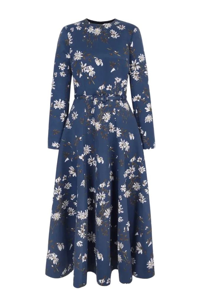 Capucine Dress in Midnight Magnolia Taffeta Faille