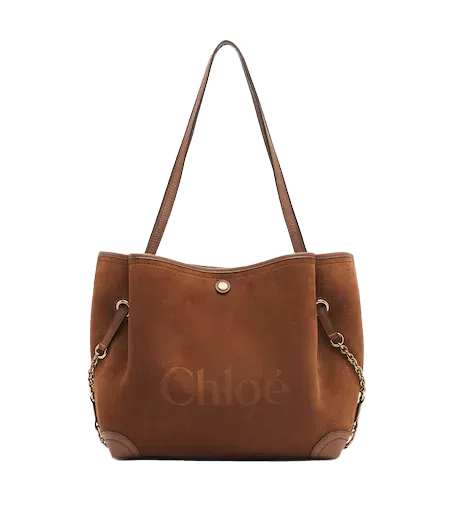 Chloé Clover leather-trimmed suede tote bag