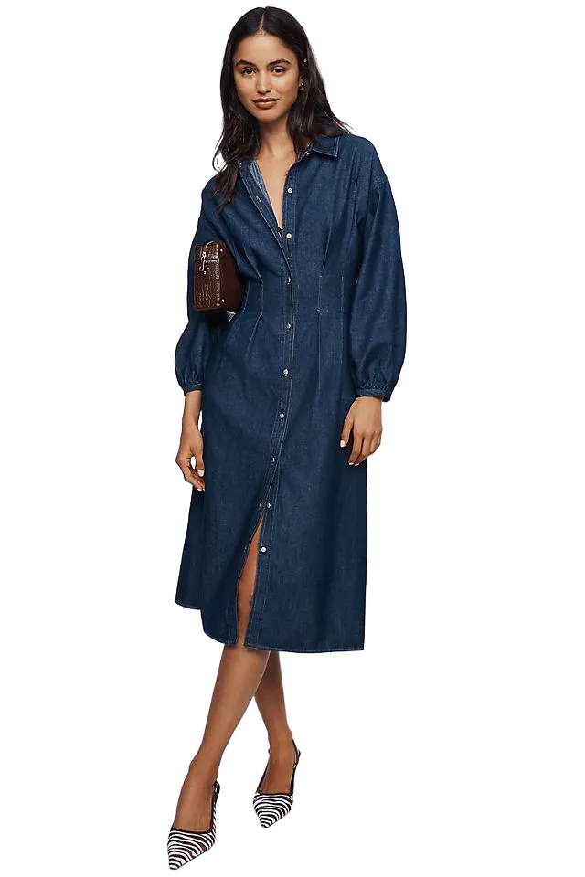 RAISONNEL Denim Smocked Midi Dress
