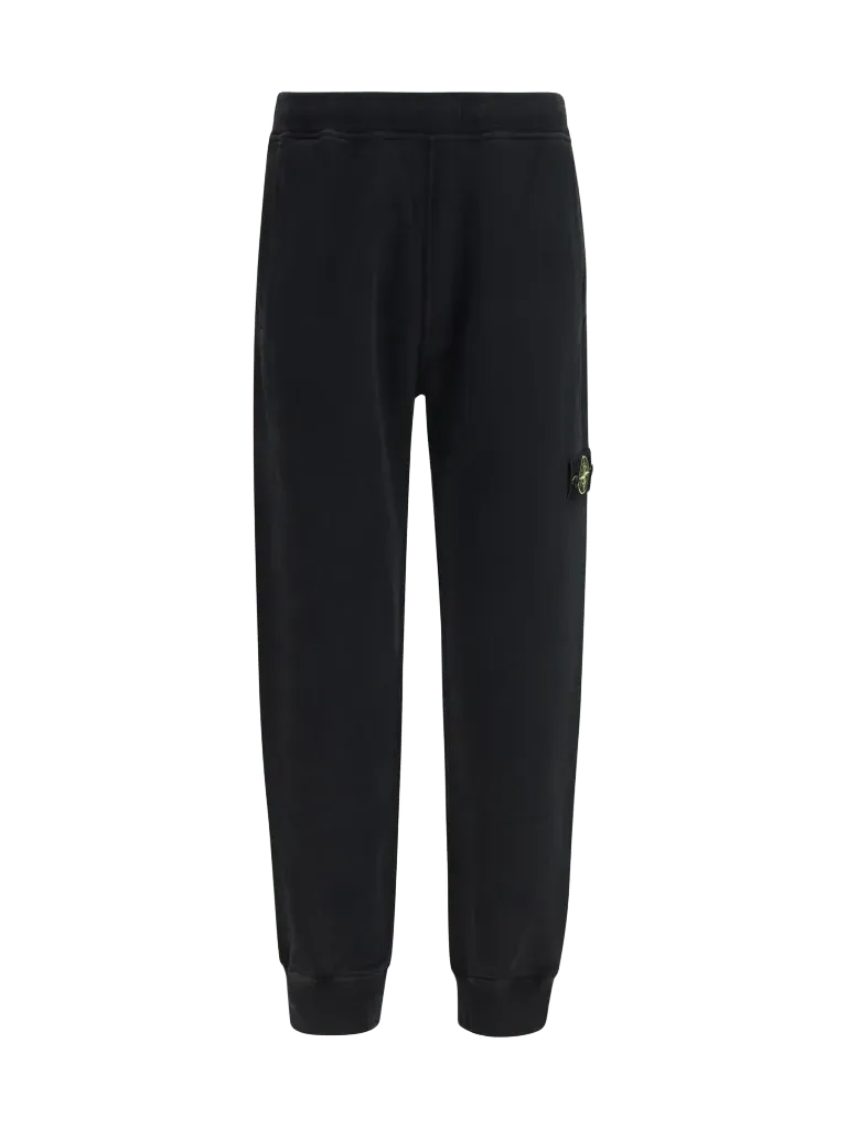 Stone Island Logo Patch Cotton Sweatpants — Black