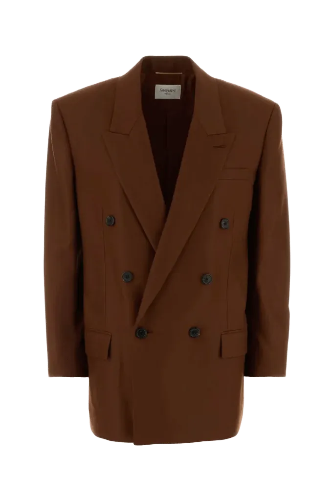 Saint Laurent Lainage Blazer — Brown